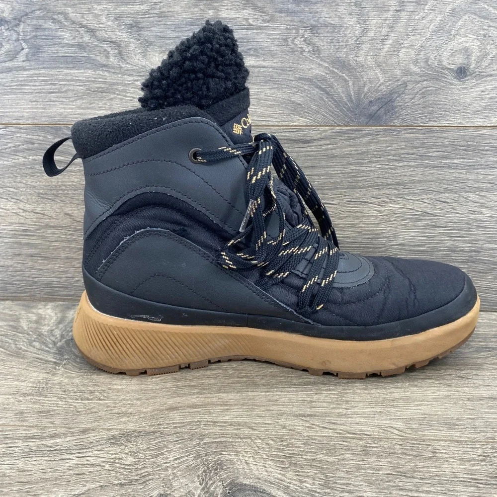 Columbia Keetley Shorty Boots Womens 8.5 Black Waterproof Faux Fur Omni-Heat